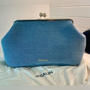 Jesalin Blue Frame-Clasp Women’s Handbag